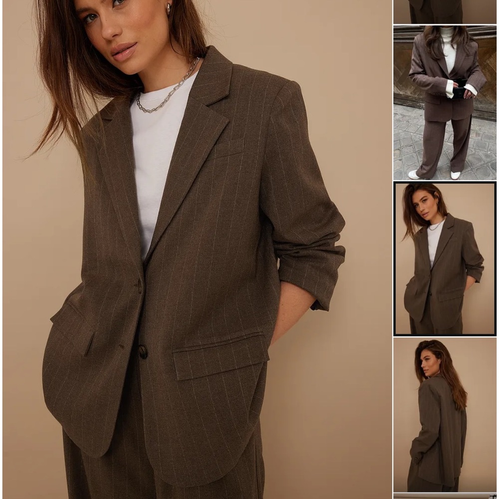 Na-kd pinstripe oversized blazer, color brown. New with tags, never worn before!